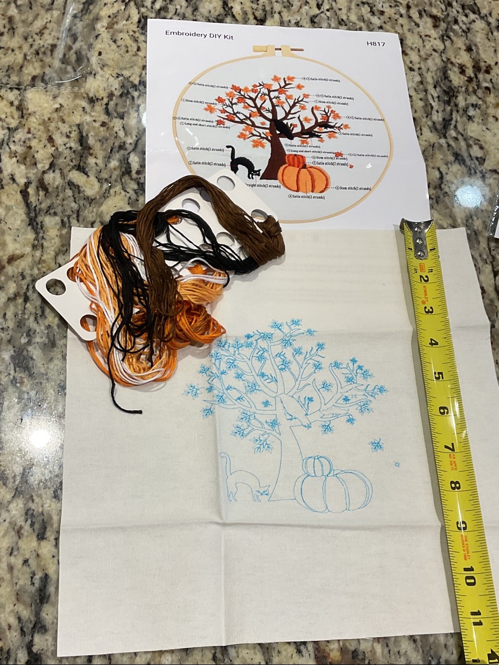 Autumn Tree & Pumpkins Embroidery DIY Kit